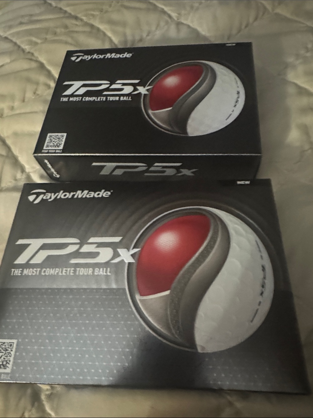 TaylorMade TP5x Golf Ball Boxes - Black, White & Red 2 boxes 24 ball